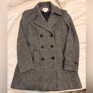Vintage Women's Black and White Herringbone Coat